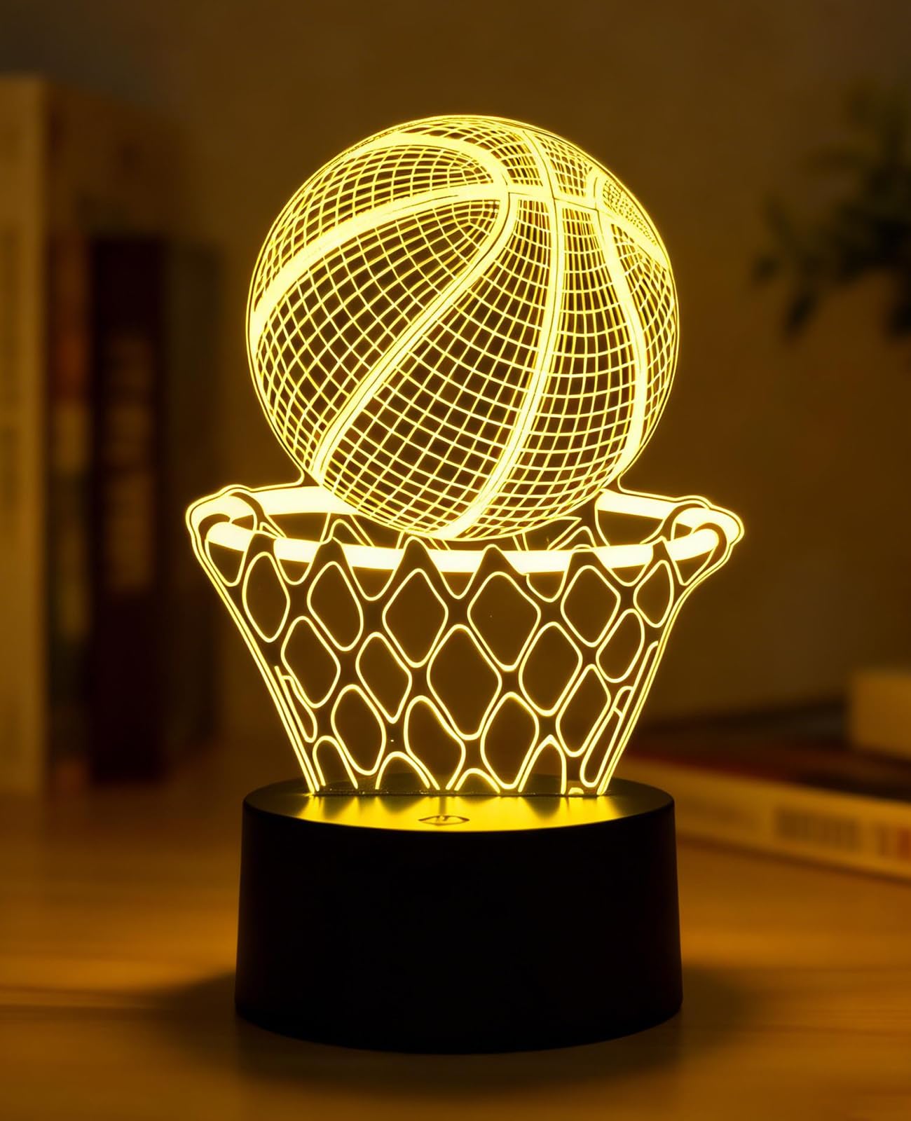Deluisho Basketball 3D Illusion Night Light for Kids, 16 Colors Dimmable LED Lamp with Remote & Touch Control, USB/Battery Powered, Suitable Basketball Gifts for Boys and Girls