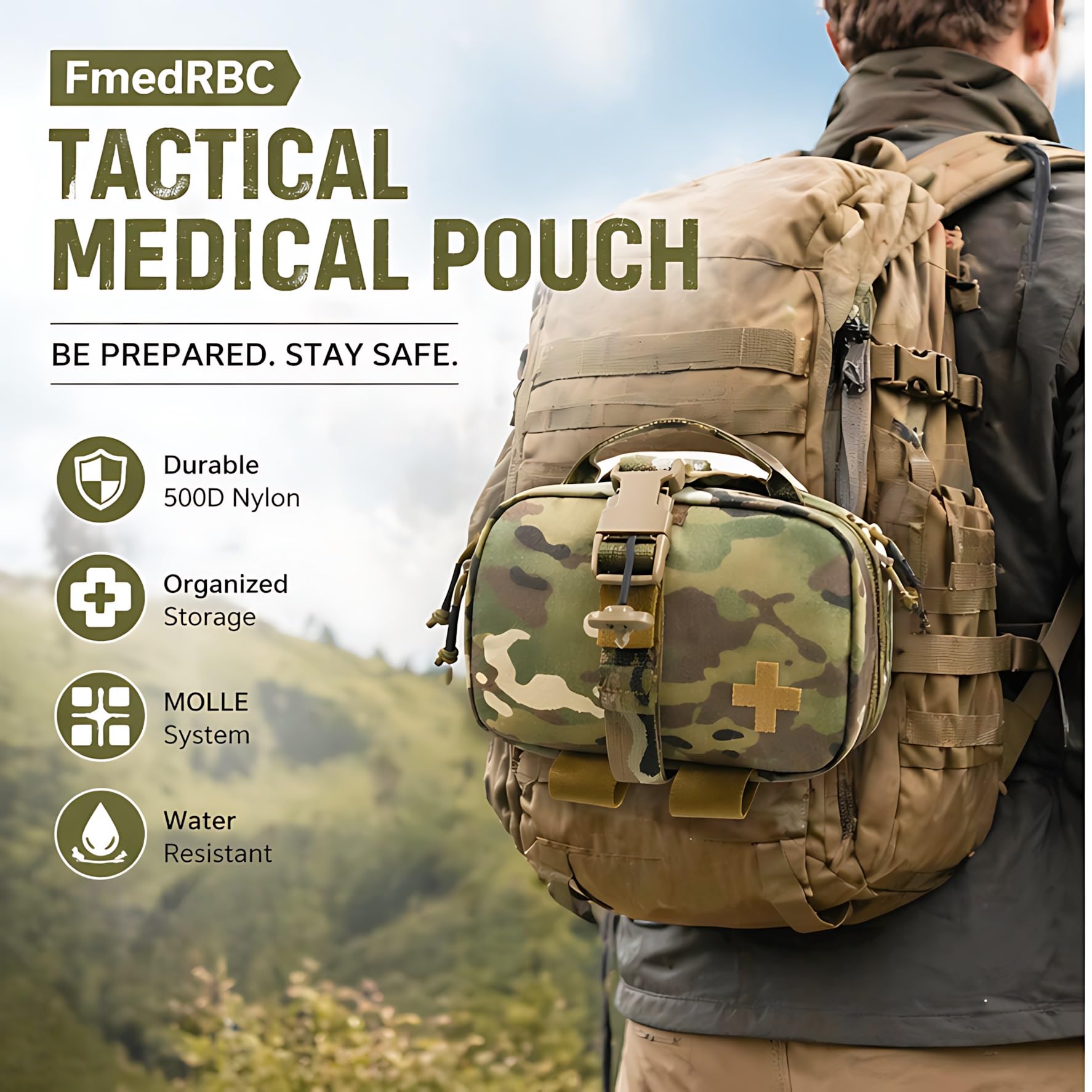 Bolsa Médica Táctica, Bolsa MOLLE IFAK con Hebilla Liberación Rápida, Bolsa Compacta Primeros Auxilios for Senderismo, Camping, Caza Y Supervivencia Al Aire Libre