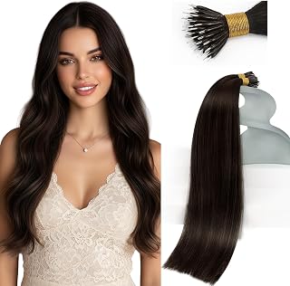 Sunny Hair Nano Tip Hair Extensions Real Human Hair Darkest Brown Nano Hair Extensions Real Human Hair 20inch Remy Hair 50g