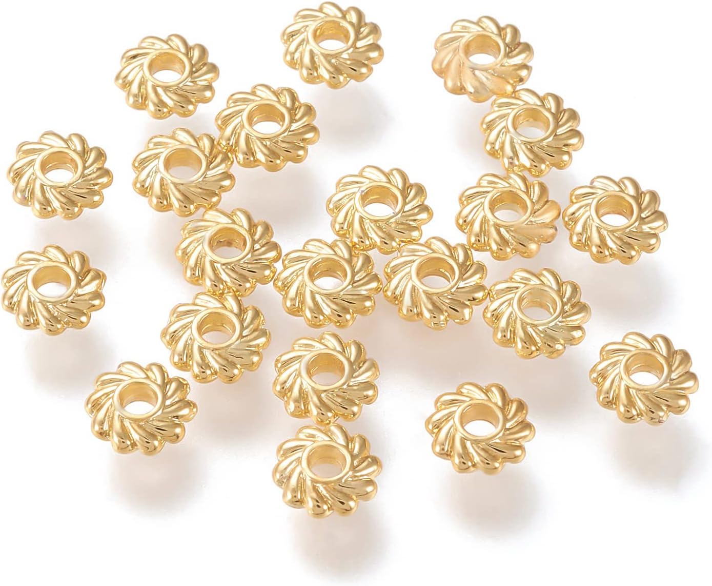 BENECREAT 150PCS 18K Gold Plated Spacer Beads Flower Metal Spacer Beads for Jewelry Making Findings and Craft Work, 4.8x1.5mm (Hole: 1.2mm)