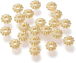 BENECREAT 150PCS 18K Gold Plated Spacer Beads Flower Metal Spacer Beads for Jewelry Making Findings and Craft Work