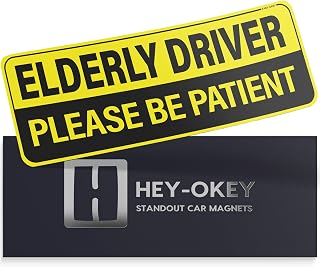 Senior Elderly Driver Magnet for Car - Please Be Patient Reflective Magnetic Bumper Sticker - Removable Safety Warning Attention Sign - Weather-Resistant - 10 x 3.5 inches - El Yellow/Black
