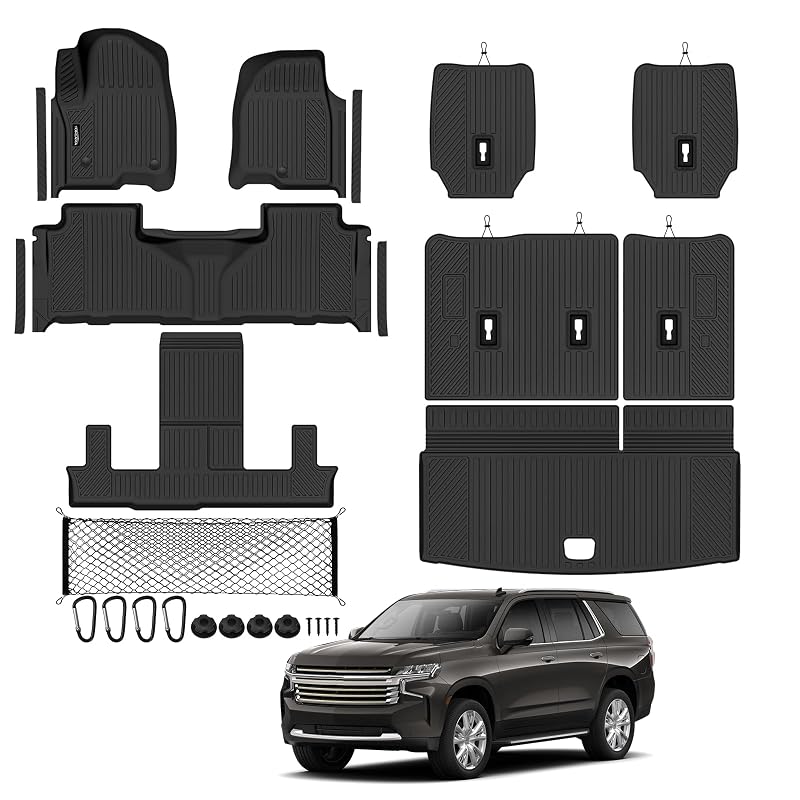 Conjunto de Tapetes Automotivos Tongama para Chevrolet Tahoe, GMC Yukon e Cadillac Escalade 7 Lugares 2021–2027