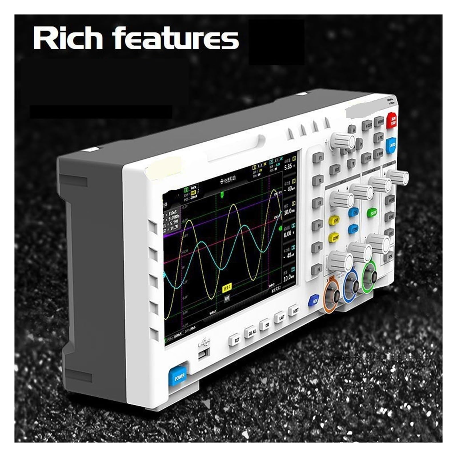 Osciloscopio digital 2 en 1 Generador de señal de entrada de doble canal 100MHz* 2 Ancho de banda analógico 1GSa/s Tasa de muestreo(1014D)