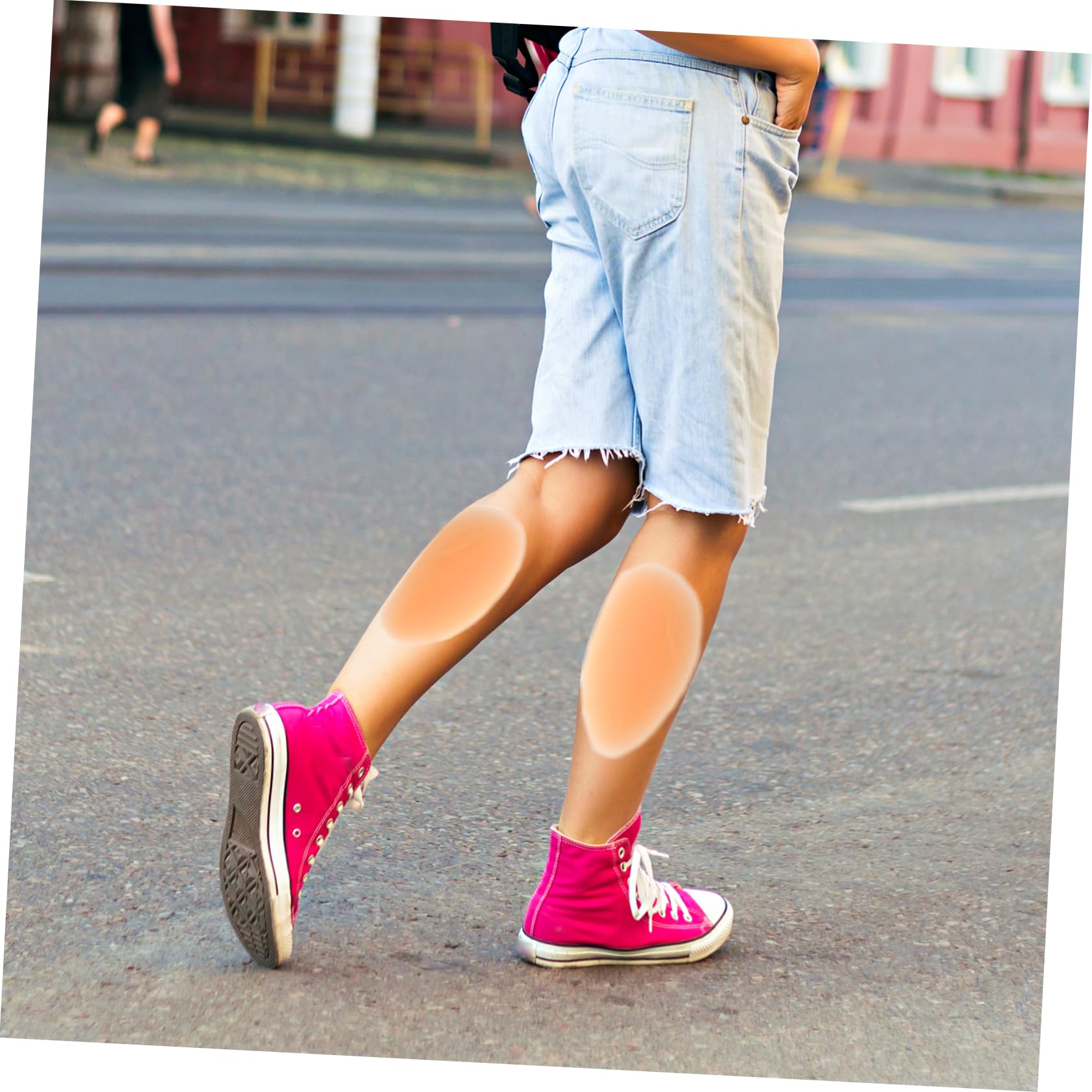 BCOATH 1pair Silicone Calf Pads Self-adhesive Breathable Leg Support for Crooked Thin Legs Reusable Comfortable Silicone Material -allergic -day Wear Deep Skin Tone