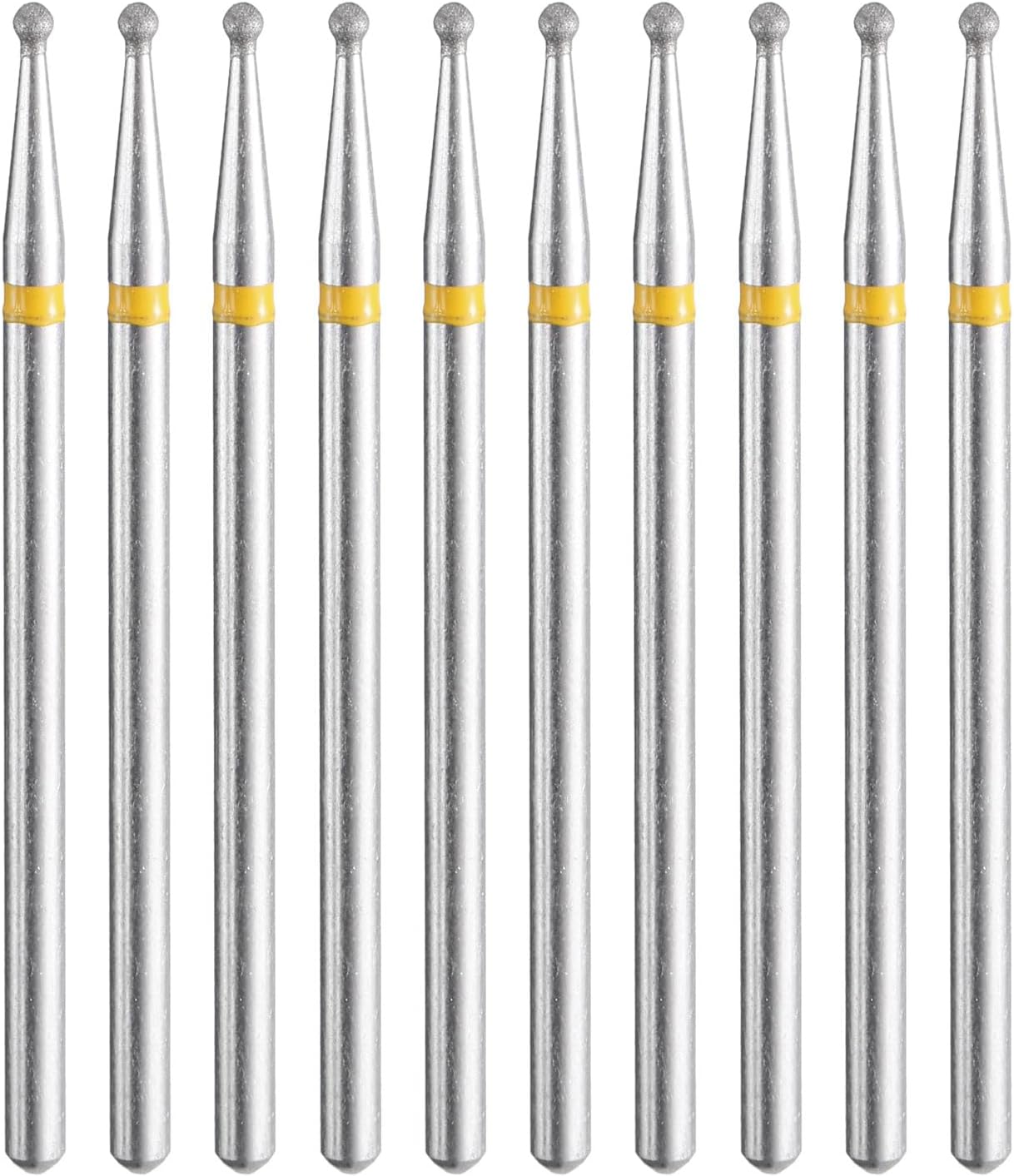 HARFINGTON 10pcs 325-400 Grits Diamond Grinding Bit 1.5mm Ball Head 2.35mm Shank 1.5mm Length Stone Sanding Drill Bits Rotary Tool for Ceramic Glass Nails Grinding Polishing
