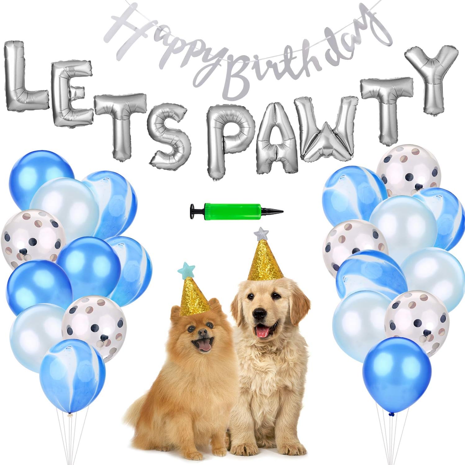 Legendog Paw Print Balloons, Cat Birthday Hat, Happy Birthday Banner, Foil Balloons, Pawty Letters Decorations
