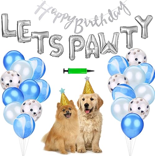Miniatura 2 de Legendog Globos con estampado de patas, sombrero de cumpleaños de gato, pancarta de feliz cumpleaños, globos de aluminio, decoraciones de letras de