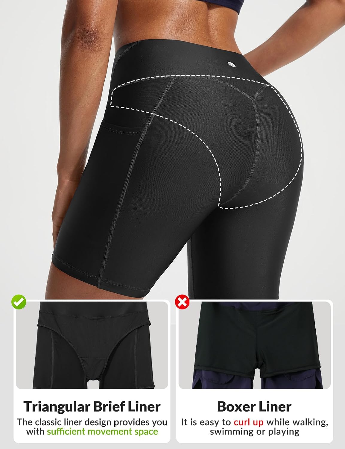 baleaf Women's 6" High Waisted Swim Shorts UPF 50+ Tummy Control Board Shorts with Liner & Pockets UPF 50+
