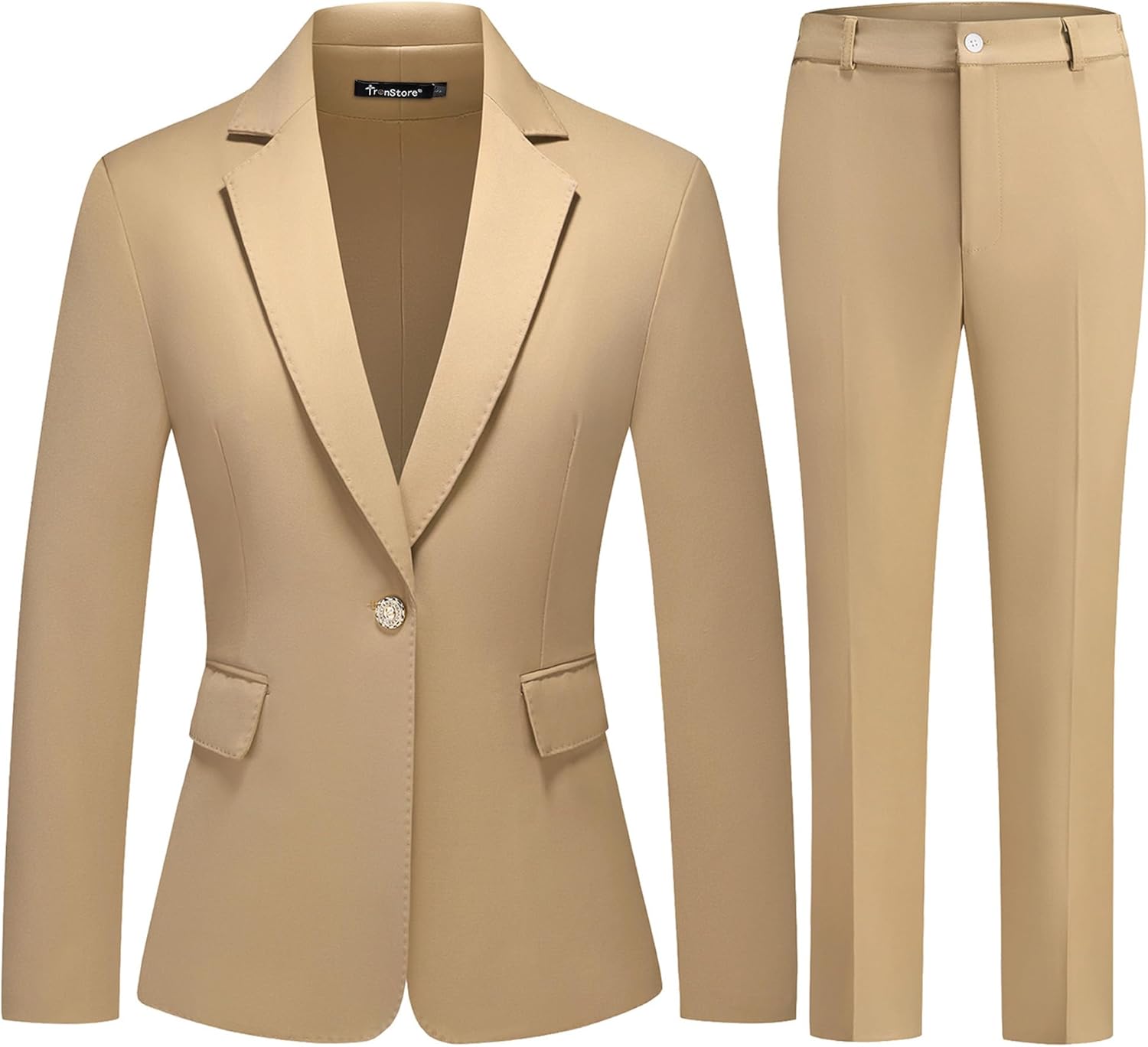 Women's Suit Set One Button Notched Lapel Blazer & Elastic Waist Pants for Office Formal Business Professional Wear
