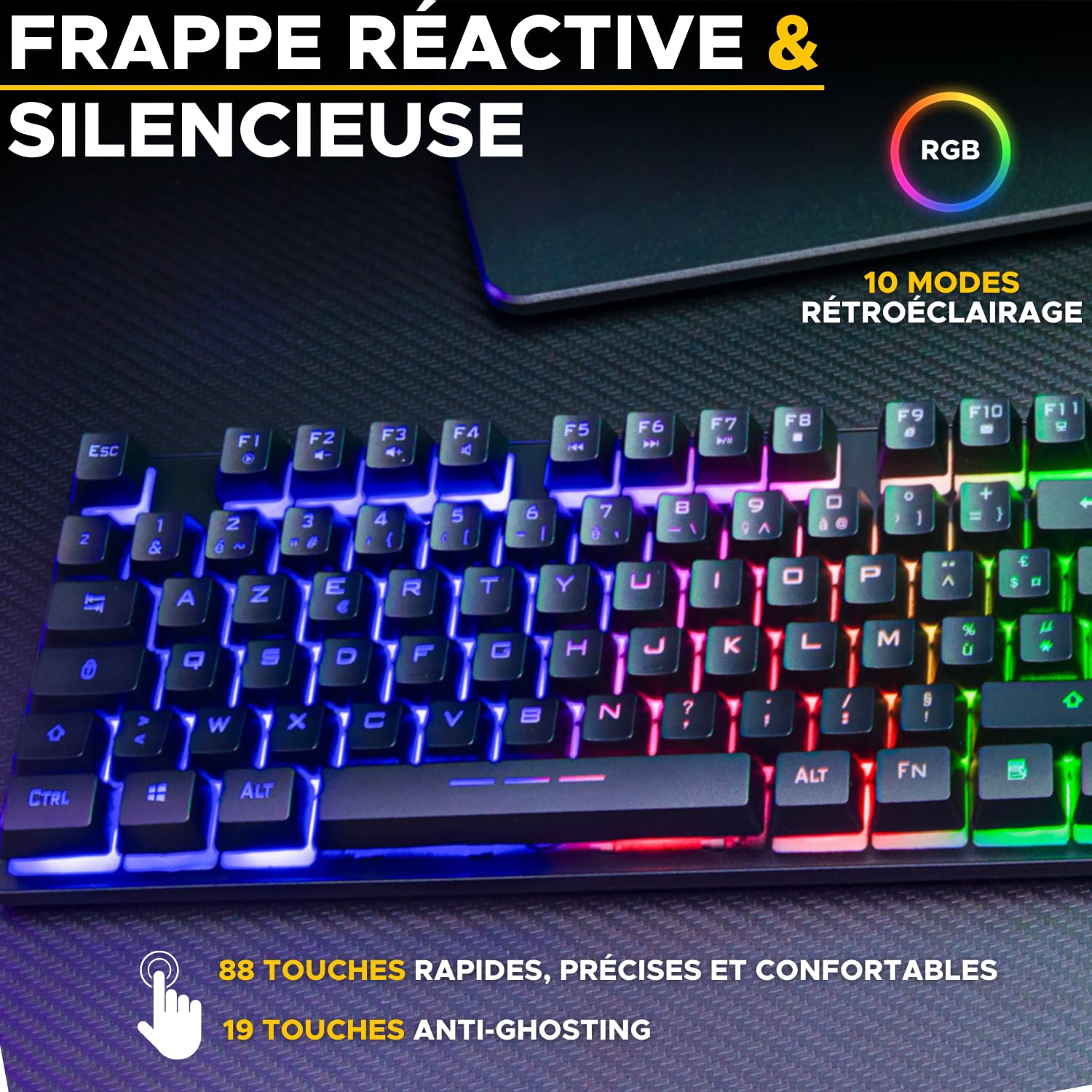 The G-Lab Oxygen EX Combo - Zestaw bezprzewodowej klawiatury i myszy do gier z diodami LED RGB - bezprzewodowa klawiatura do gier w formacie TKL, układ hiszpański i bezprzewodowa mysz do gier, 3200