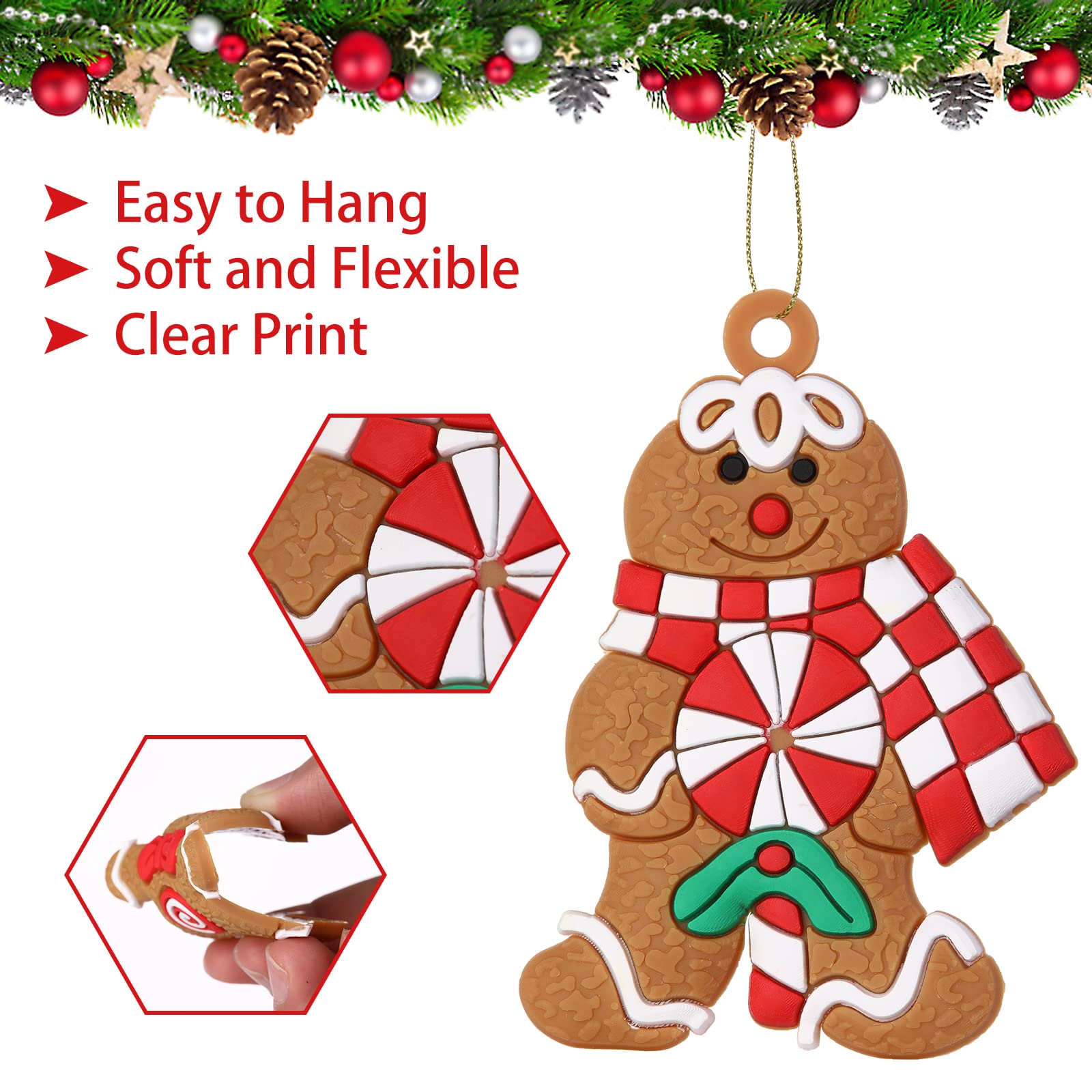 Lot De 24 Décorations Noël Pain D'épice - Bonhommes Avec Ficelle, 10 Cm, En Papier Résistant, Pour Sapin Et Maison - 3