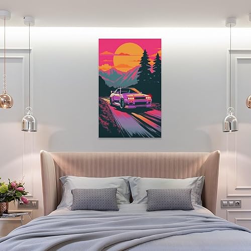 Miniatura 8 de R32 - Póster retro de Synthwave para automóvil, arte de pared, pósteres e impresiones, pintura colgante para dormitorio, aula, dormitorio, sala de