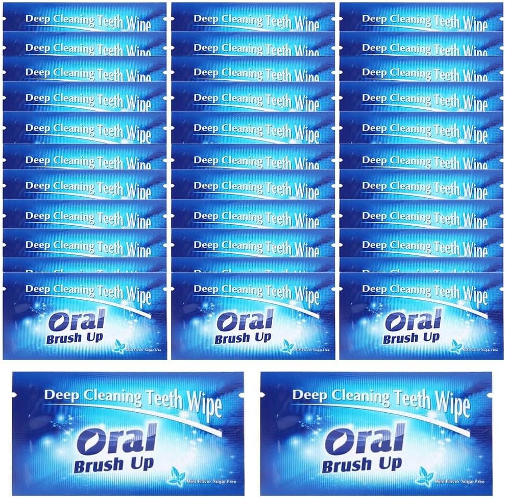 50PCS Disposable Wipe Oral Finger Brush Up Teeth Cleaning Tools Teeth Whitening Strips for Oral Deep Cleaning Treatments
