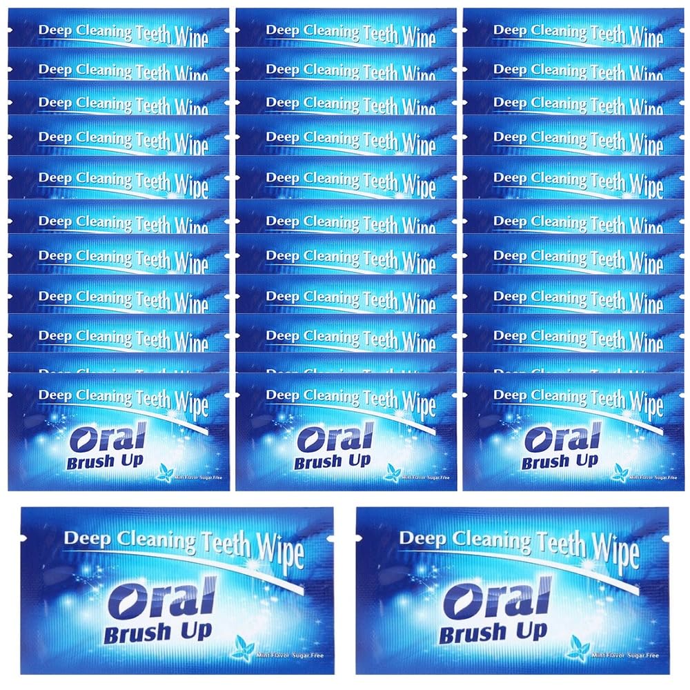 50PCS Disposable Wipe Oral Finger Brush Up Teeth Cleaning Tools Teeth Whitening Strips for Oral Deep Cleaning Treatments
