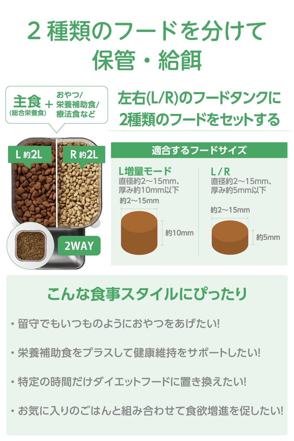 Amazon | エレコム 自動給餌器 2種フード対応 4L (約2.2kg) フード