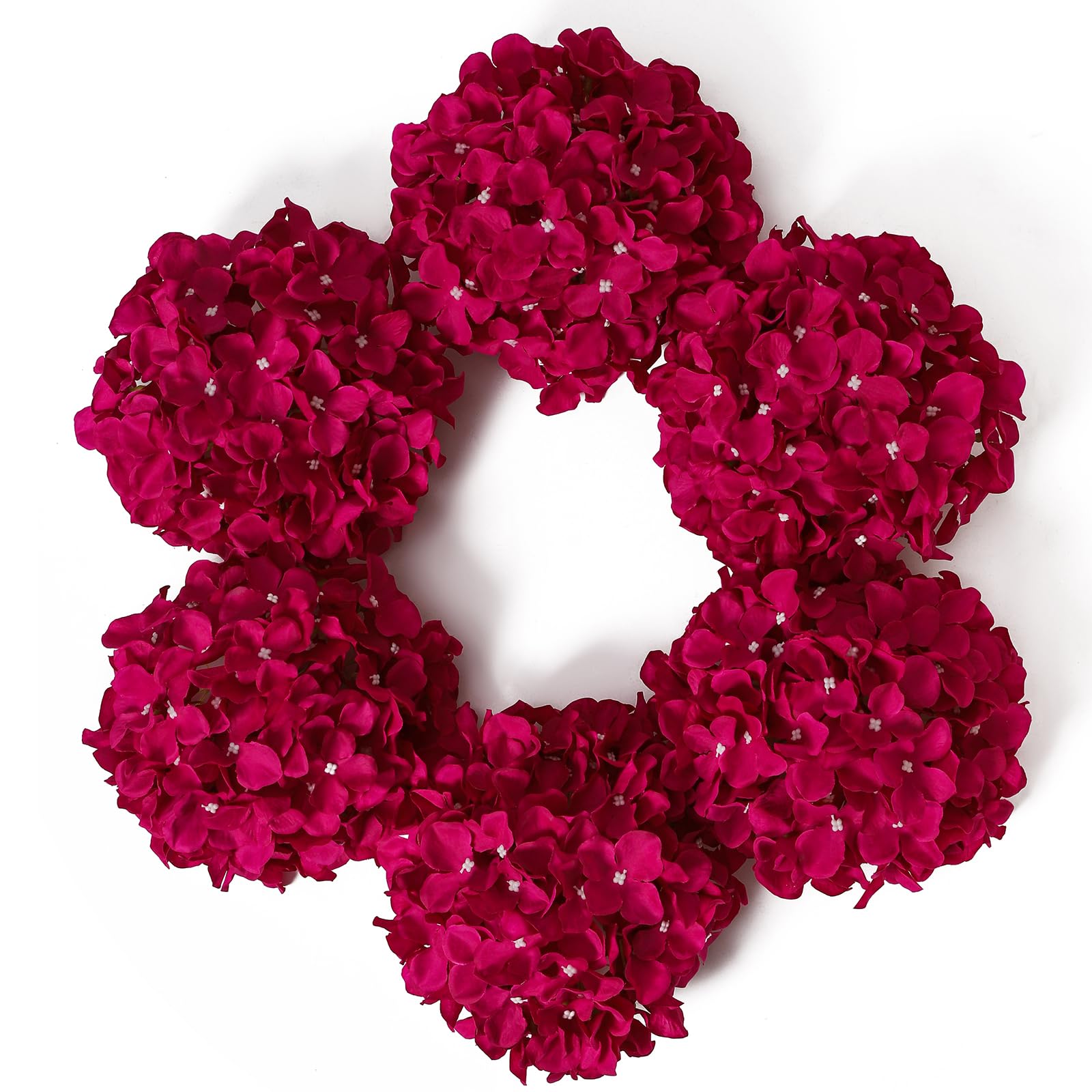 DuHouse Artificial Bigger Silk Hydrangea Flower Heads with Stem Realistic Fake Hydrangea Flower Bouquets for Wedding Home Party Garden Centerpiece Pack of 6(Dark Fuchsia)