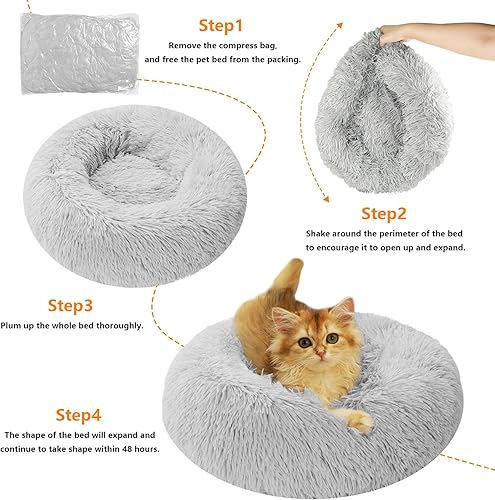 Miniatura 3 de Cama para perros, camas para gatos de interior, cama redonda y esponjosa para mascotas, antideslizante, acogedora cama para perros pequeños, cama