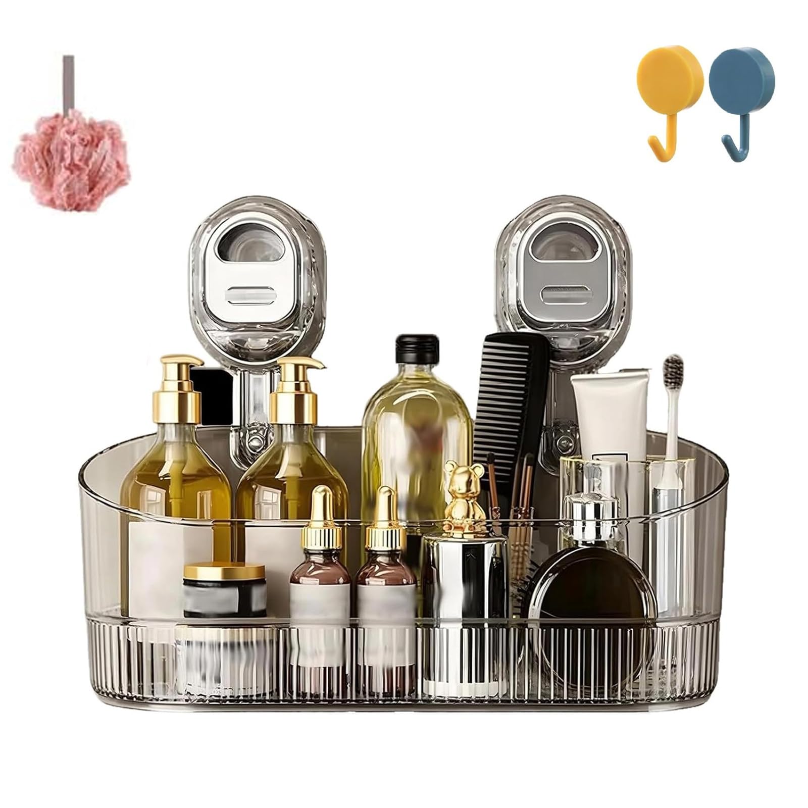 vlrbfl No-Drill Bathroom Suction Storage Box Shelf Rack Large Capacity Strong Load-Bearing Wall Mount Shower Shelves Suction Cup