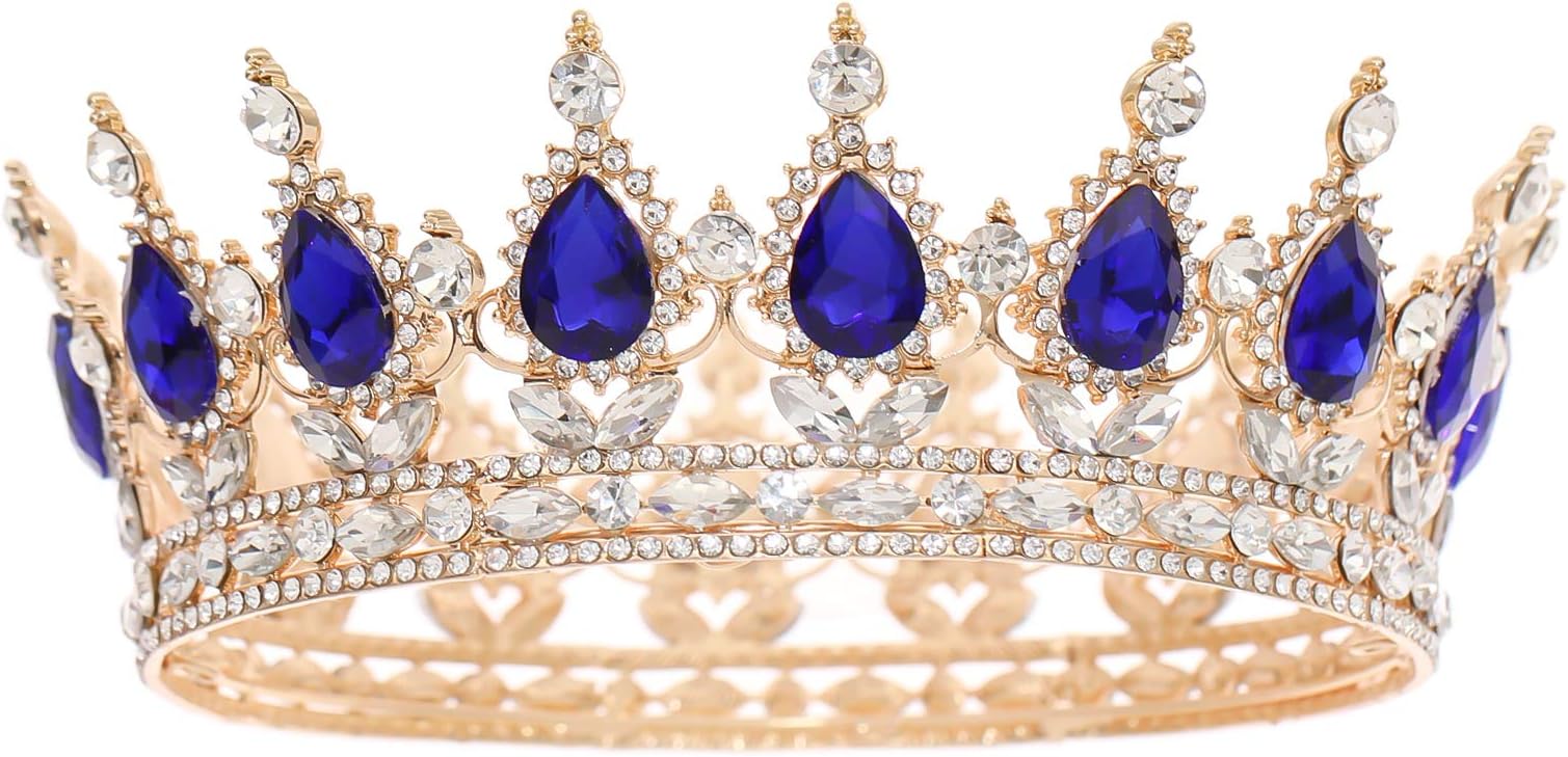 FORSEVEN Queen Crown Rhinestone Wedding Crowns and Tiaras for Women Costume Party Hair Accessories Princess Birthday Crown Crystal Bridal Crown