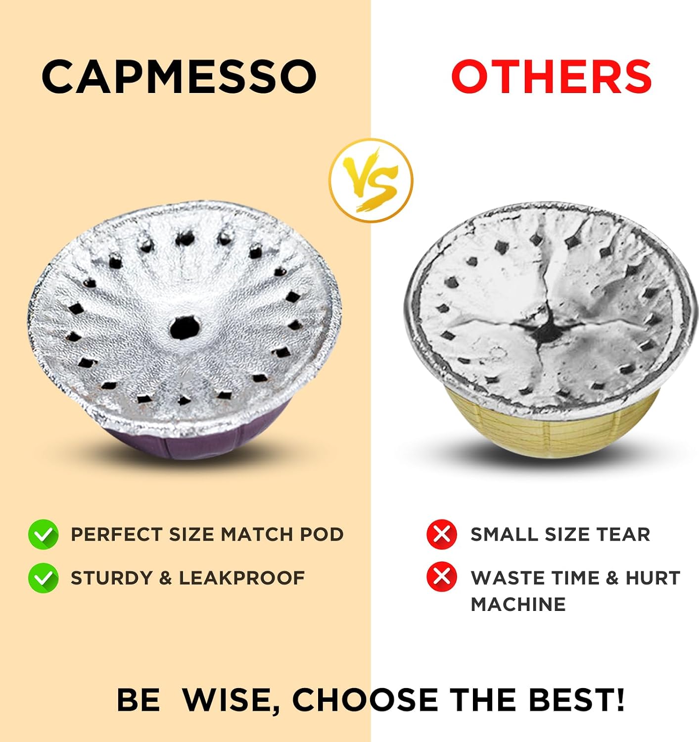 CAPMESSO Aluminum Foil Lids for Nespresso Vertuo Pods - 100 Foil Lids image 4