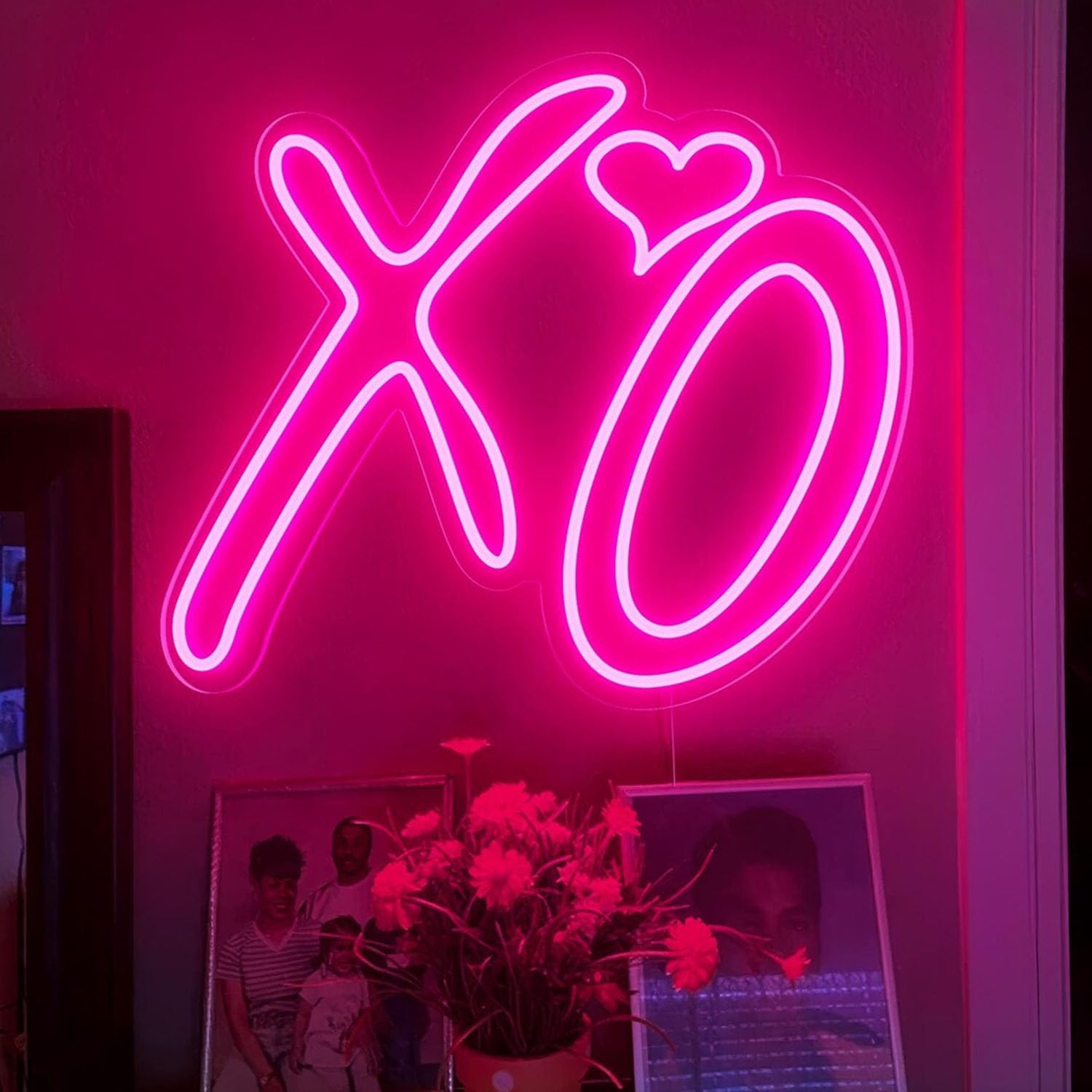 XO Neon Sign, Custom Room Neon Decor, XO Heart Led Light Signs Wall Art, Happy Valentine's Day Neon Sign Wedding Signs Bedroom Lights,Personalized Gifts