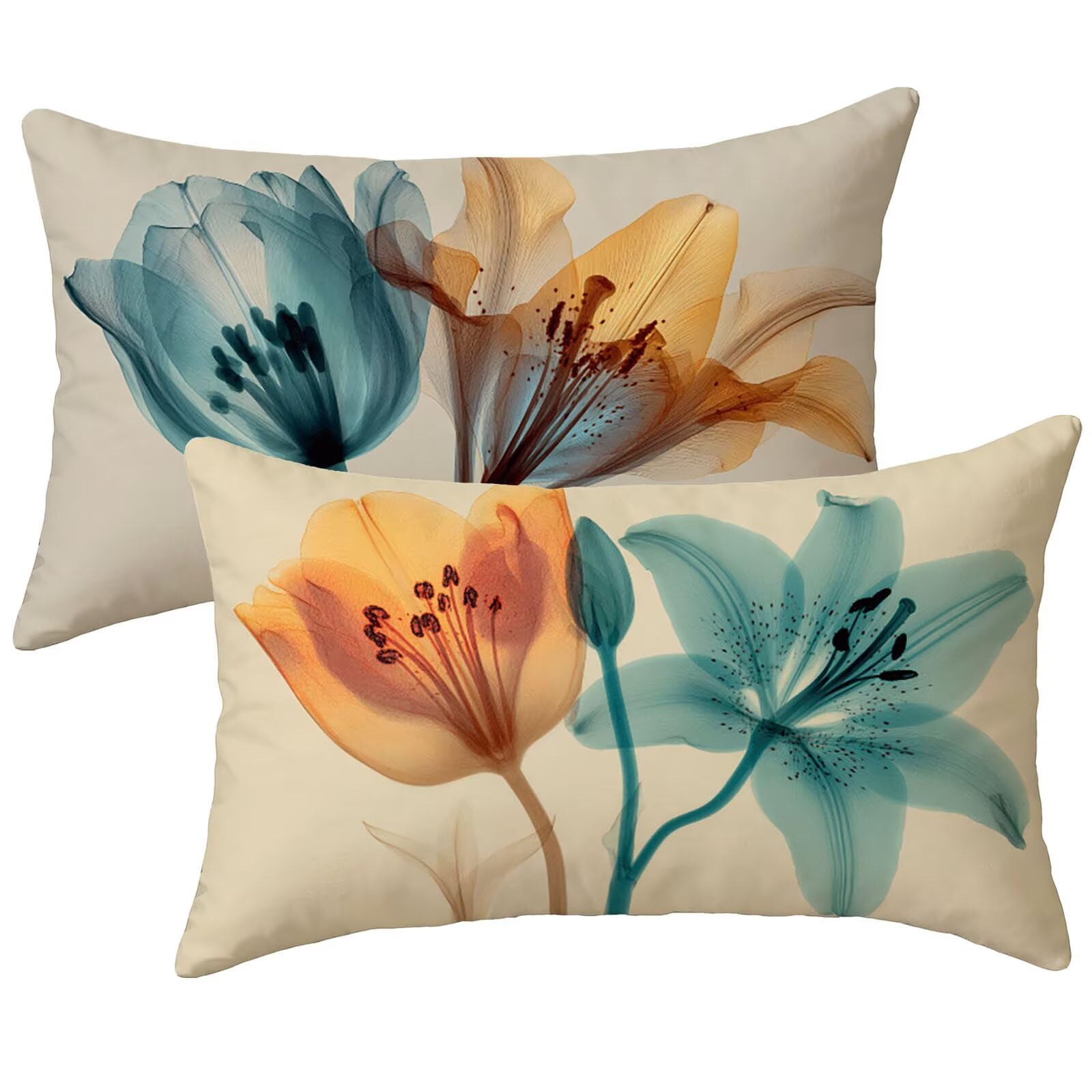 Coussin extérieur imperméable tulipe 40x60 cm lot de 2 velours