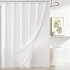 downluxe 3 in 1 Farmhosue Shower Curtain Set with Tassel, Boho Fabric Shower Curtains for Bathroom, White, 72W x 96L