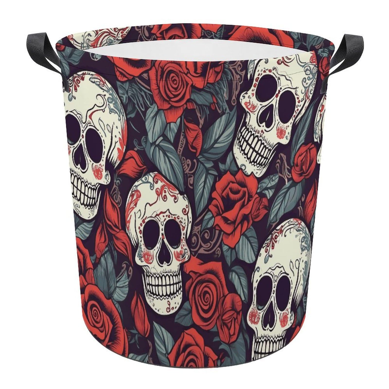 Panier à linge pliable grand format fini le linge mouillé au sol motif crânes