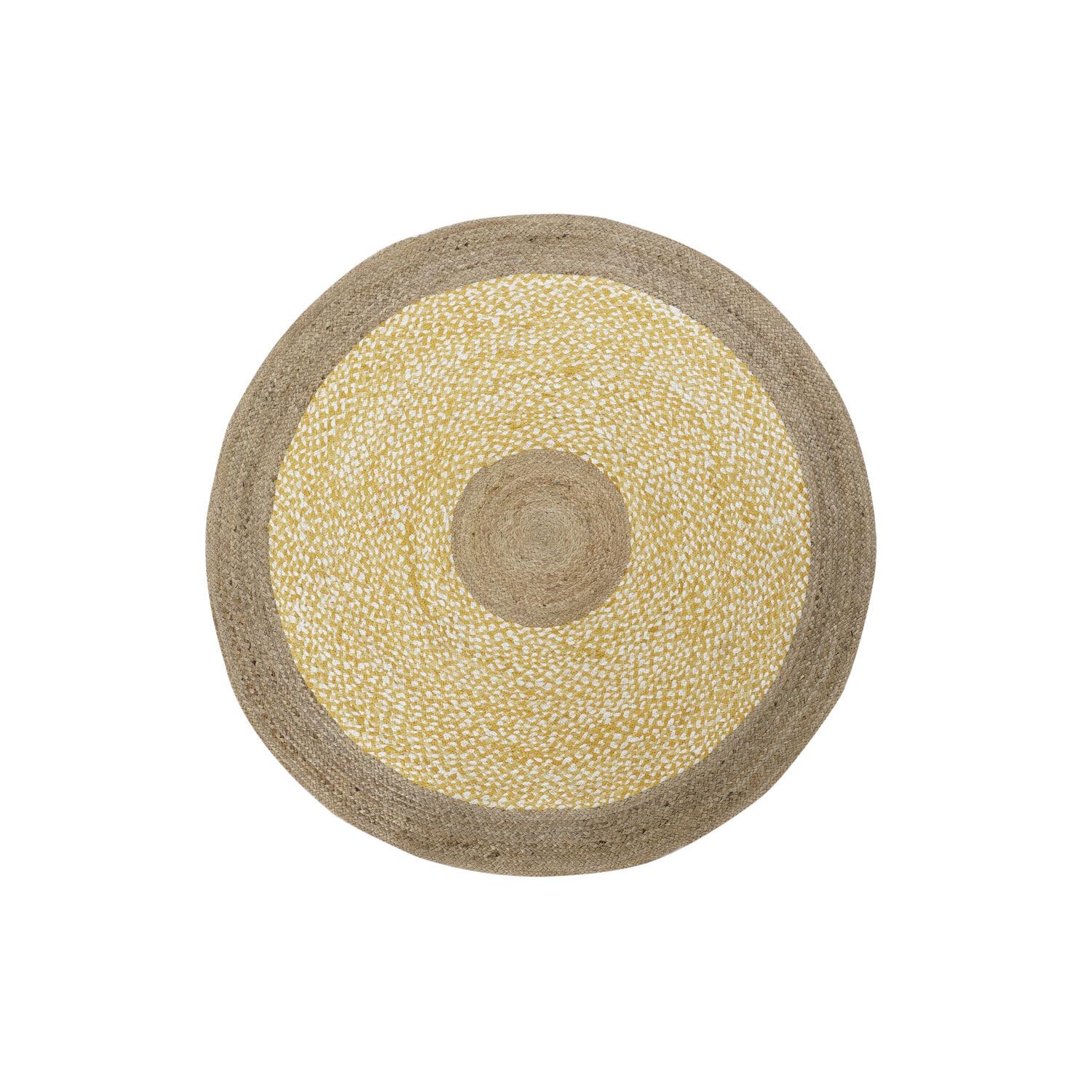 Tapis coton jute 148x148 naturel rond de style bohème chic tressé