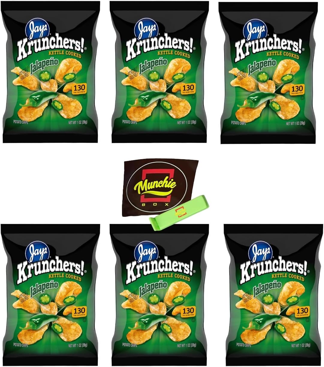 Jay's Krunchers Chip Bundle - Munchie Box Curations (Pack of (6) 1 Oz Bags, Jalapeno)