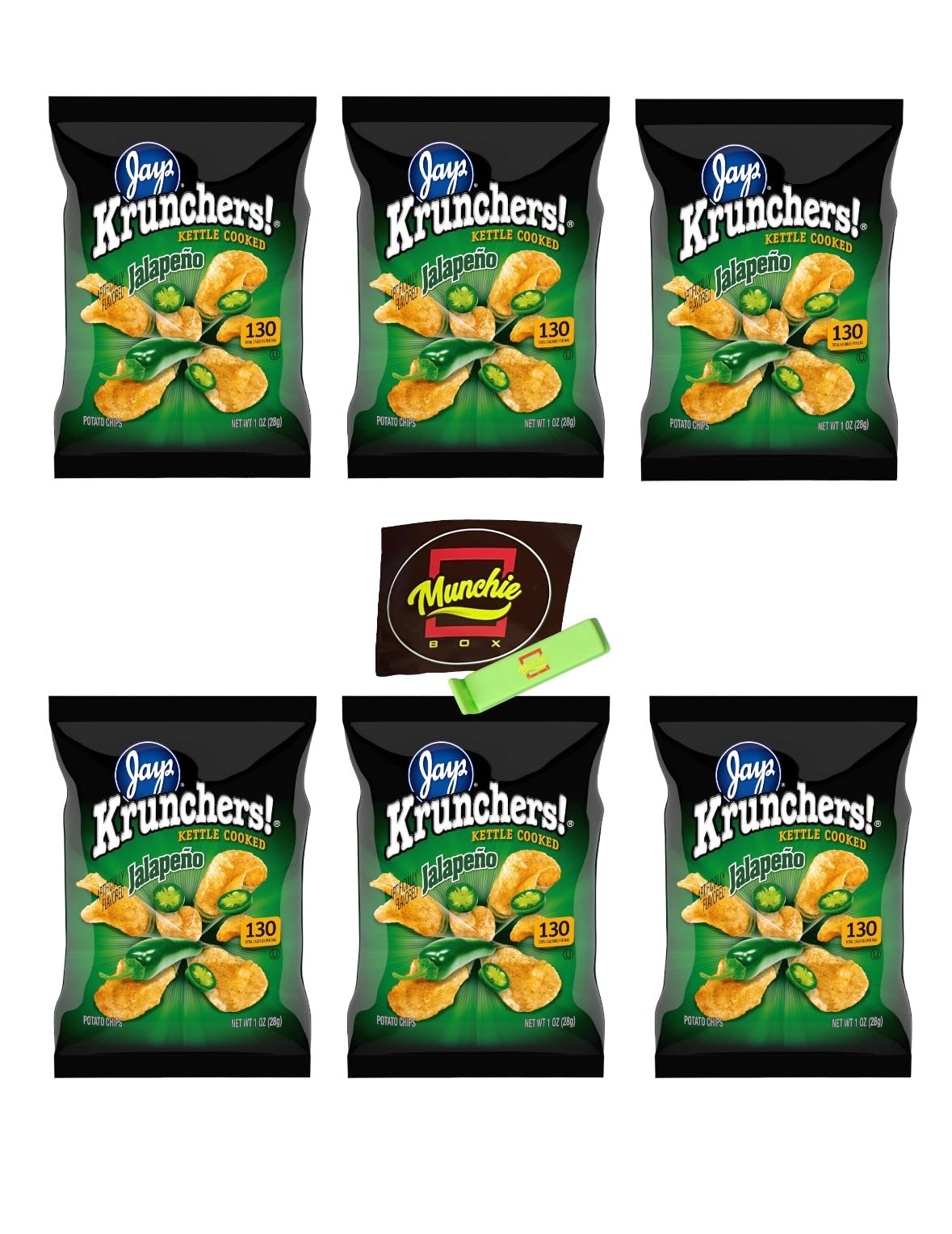 Jay's Krunchers Chip Bundle - Munchie Box Curations (Pack of (6) 1 Oz Bags, Jalapeno)