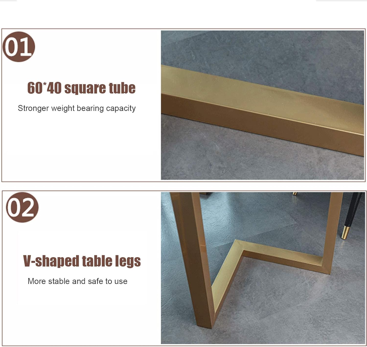 Furniture Legs, Metal Table Legs,Thicken Iron Furniture Legs,V-Shaped Support Legs,Adjustable Height,Stable/Safe Design,Coffee Table Legs,60X40 Square Tube,No-Slip Mat,Suitable for Various Styles,Gold