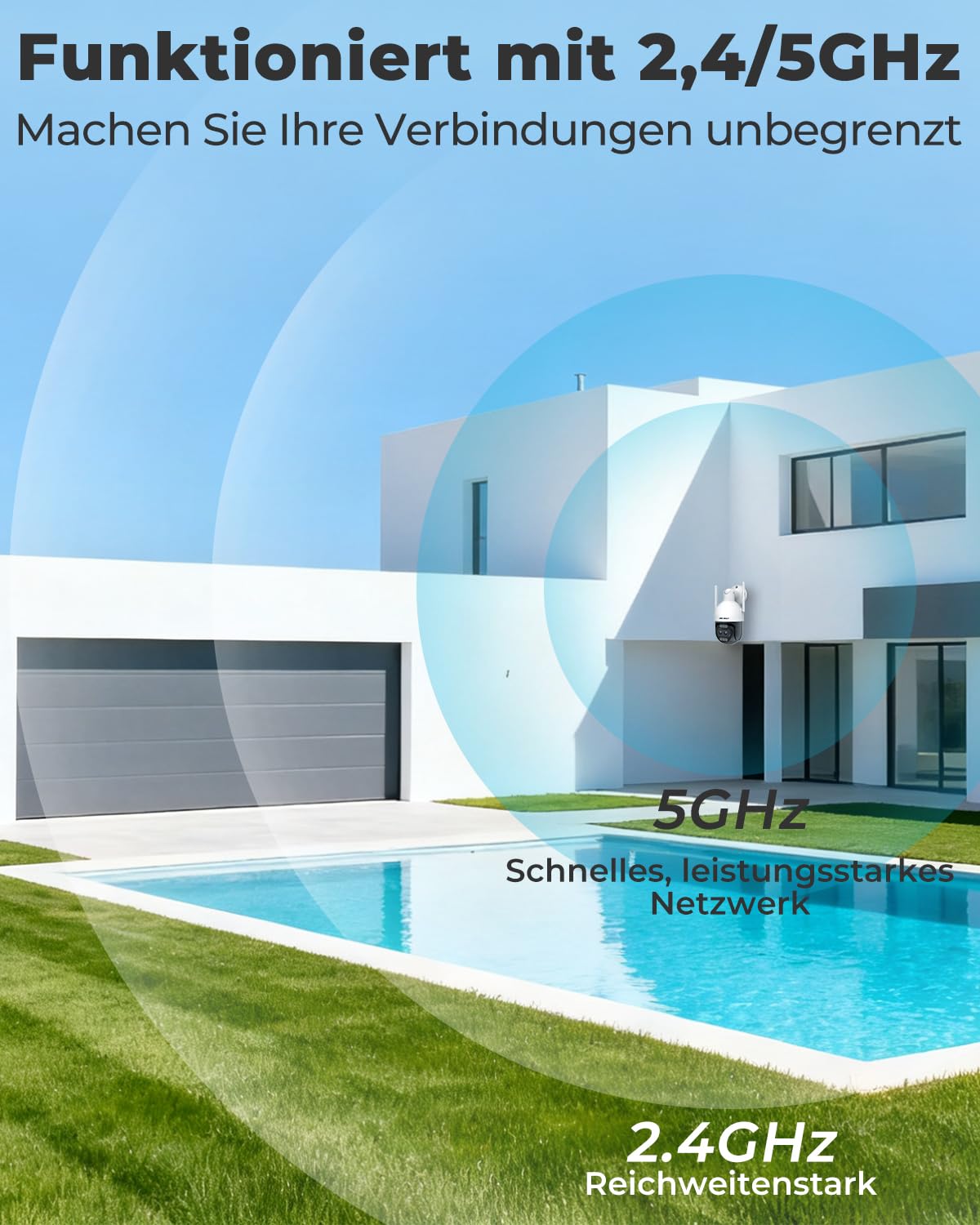 GENBOLT 4K PTZ WiFi Überwachungskamera Aussen mit PoE,8MP Dual Objektiv CCTV Kamera für IP-Heimüberwachung mit 10X Hybrid-Zoom,Automatischer Personen-/Fahrzeugerkennung(2,4&5GHz)