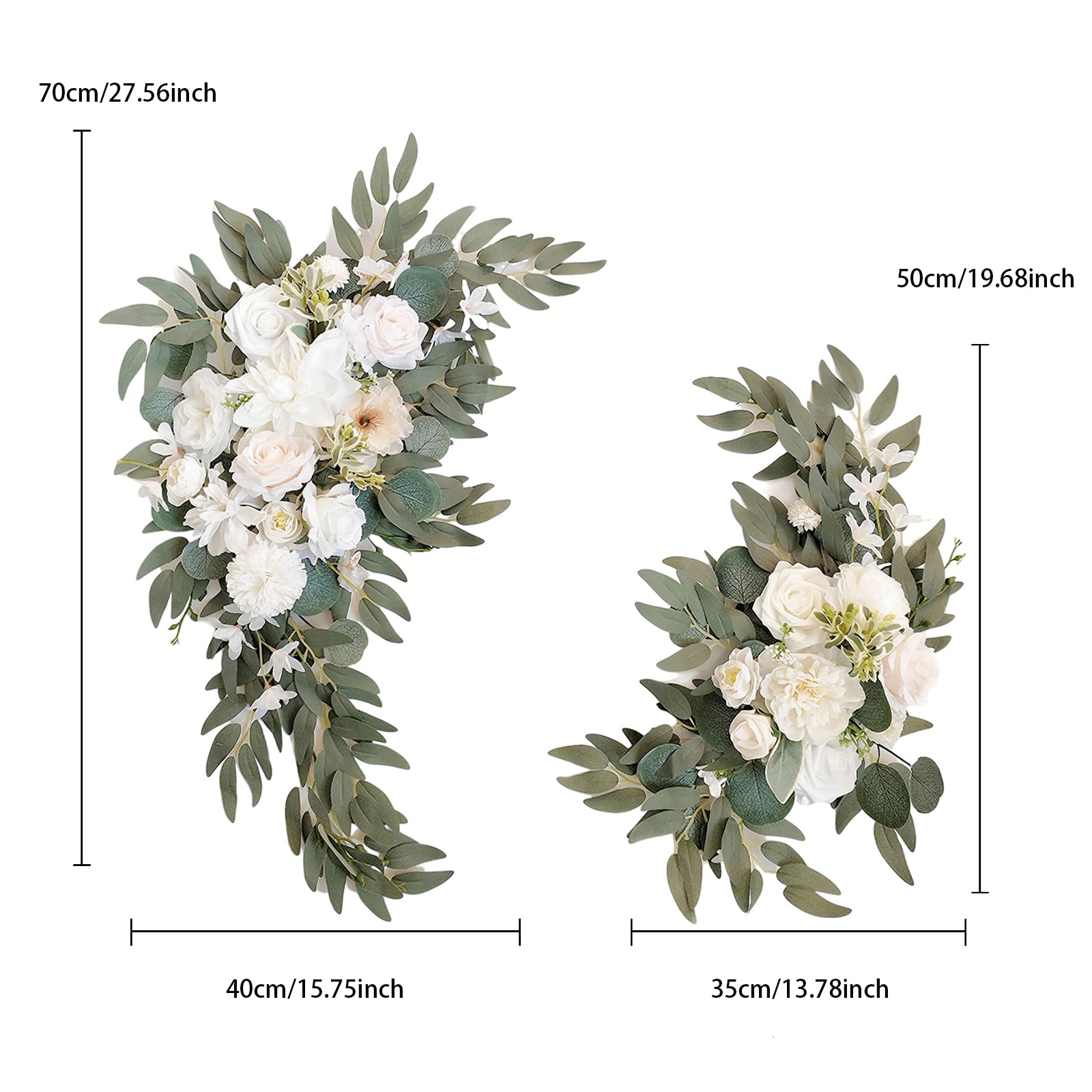 BMQDSM Artificial Wedding Arch Flowers Kit(Pack of 2) for Wedding Decor Ceremony and Reception Backdrop Decoration (White) - Image 2