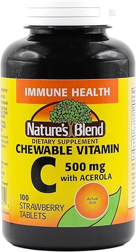 Nature's Blend Acerola masticable con vitamina C, fresa 500 mg 100 comprimidos