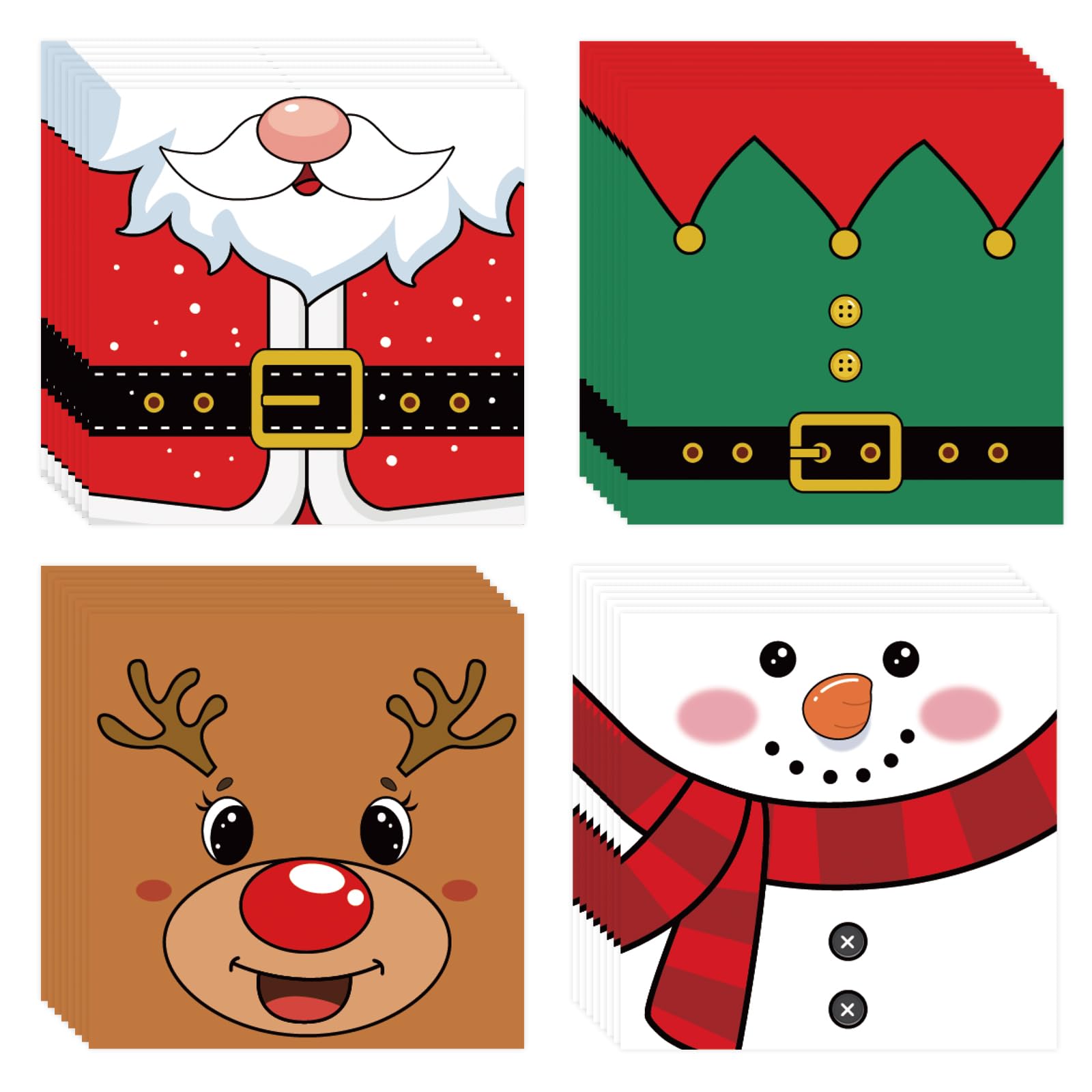 50 Pcs Christmas Napkins, Santa Claus Snowman Elk Paper Napkins Disposable Party Serviettes Holiday Cocktail Napkins for Dinner Winter Party Decorations (Christmas)