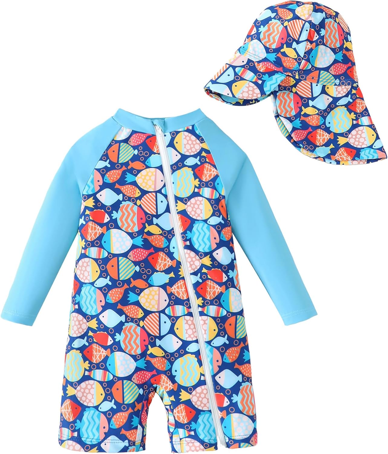 Baby Boy Girl Swimsuit Rash Guard Swimwear Zipper Toddler One Piece Bathing Suit Unisex Sun Protection Sunsuit