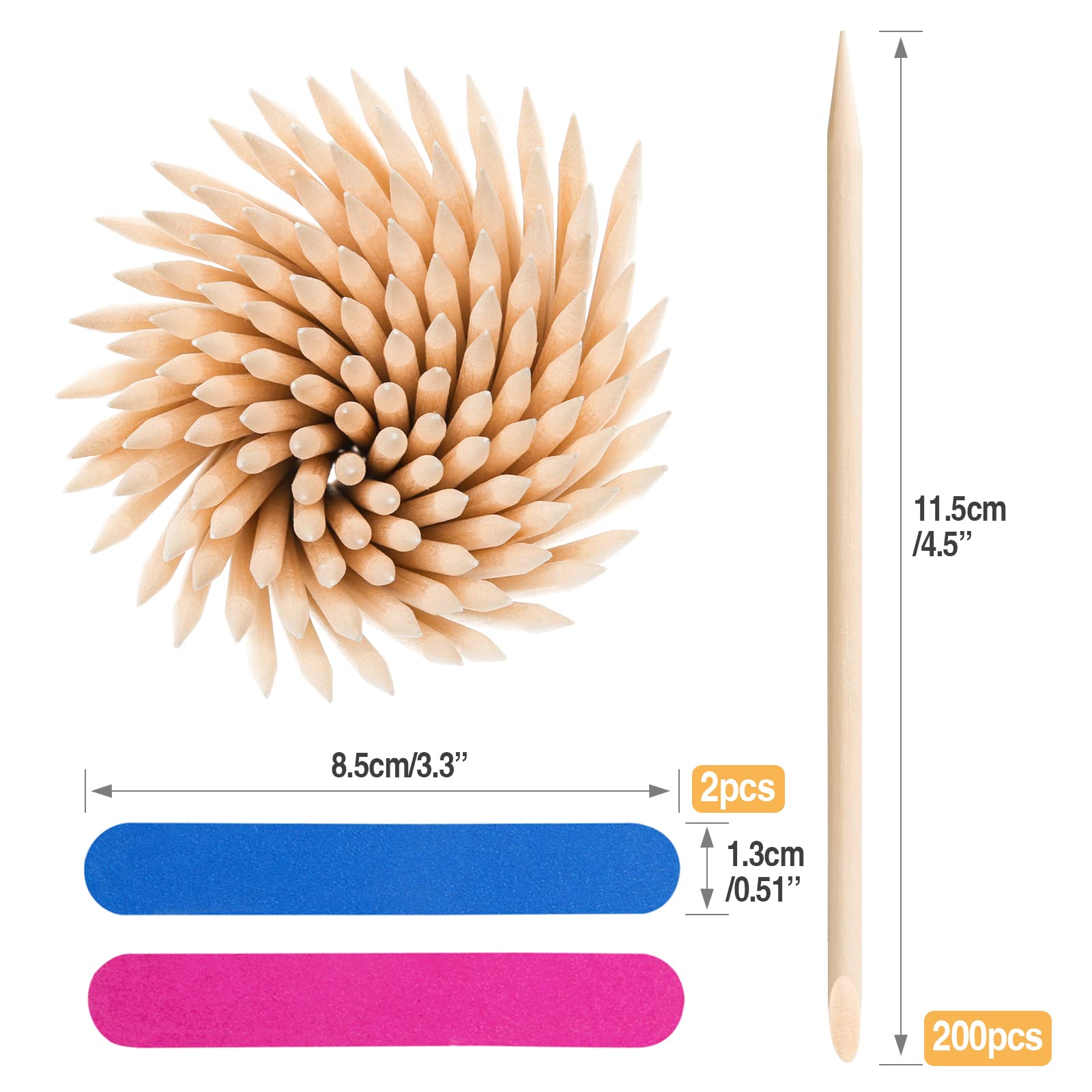 200PCS Orange Wooden Sticks 4.5 Inches - Image 2