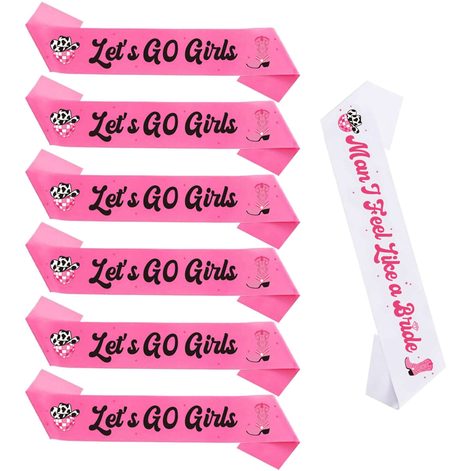 Alloneslife Girls Red 7Pcs Party Sashes Cow Bachelorette Party Decor Shouder Strap For Fun Bride And Night Out Celebrations(Red)