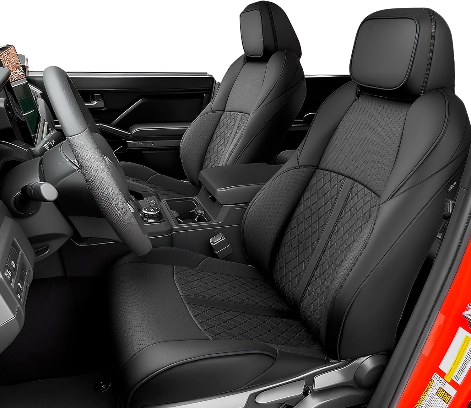 Seat Covers for Toyota Tacoma 2024 2025 2026 (Double Cab, Gas Only) Faux Leather Waterproof Pickup Truck Seat Covers for Tacoma 4th Gen Accessories SR SR5 TRD Limited