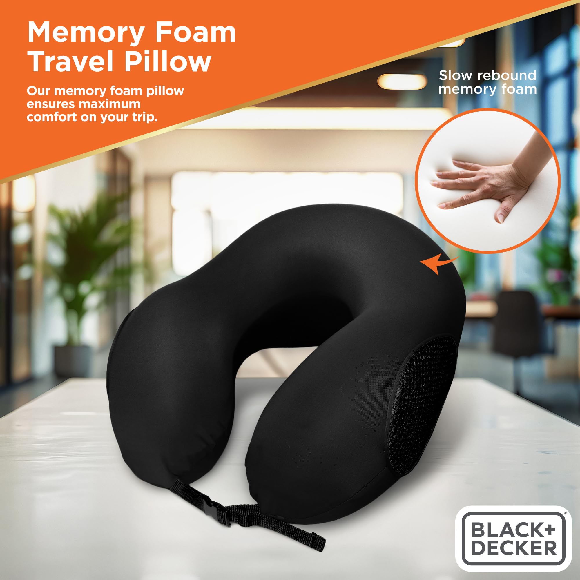 Amazon.com: BLACK+DECKER Memory Foam Travel Neck Pillow Travel