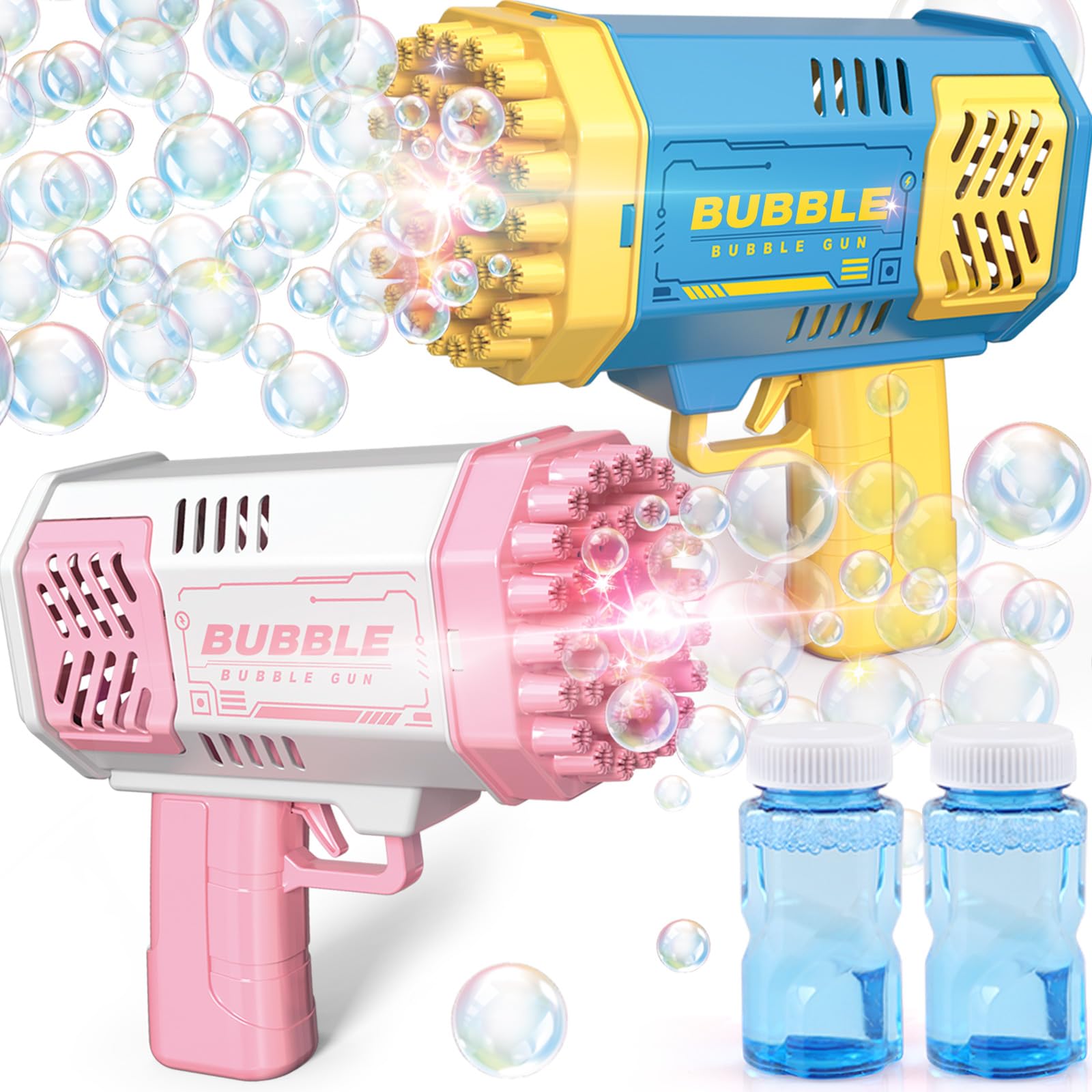 Bubble Machine, 2 Pack Bubble Gun for Toddlers, Toys for Kids 3 4 5 6 7 8 Years Old, Bubbles Maker Blower, Toy for Boys Girls Outdoor Indoor Birthday Wedding Party, Gifts for Ages 4-8