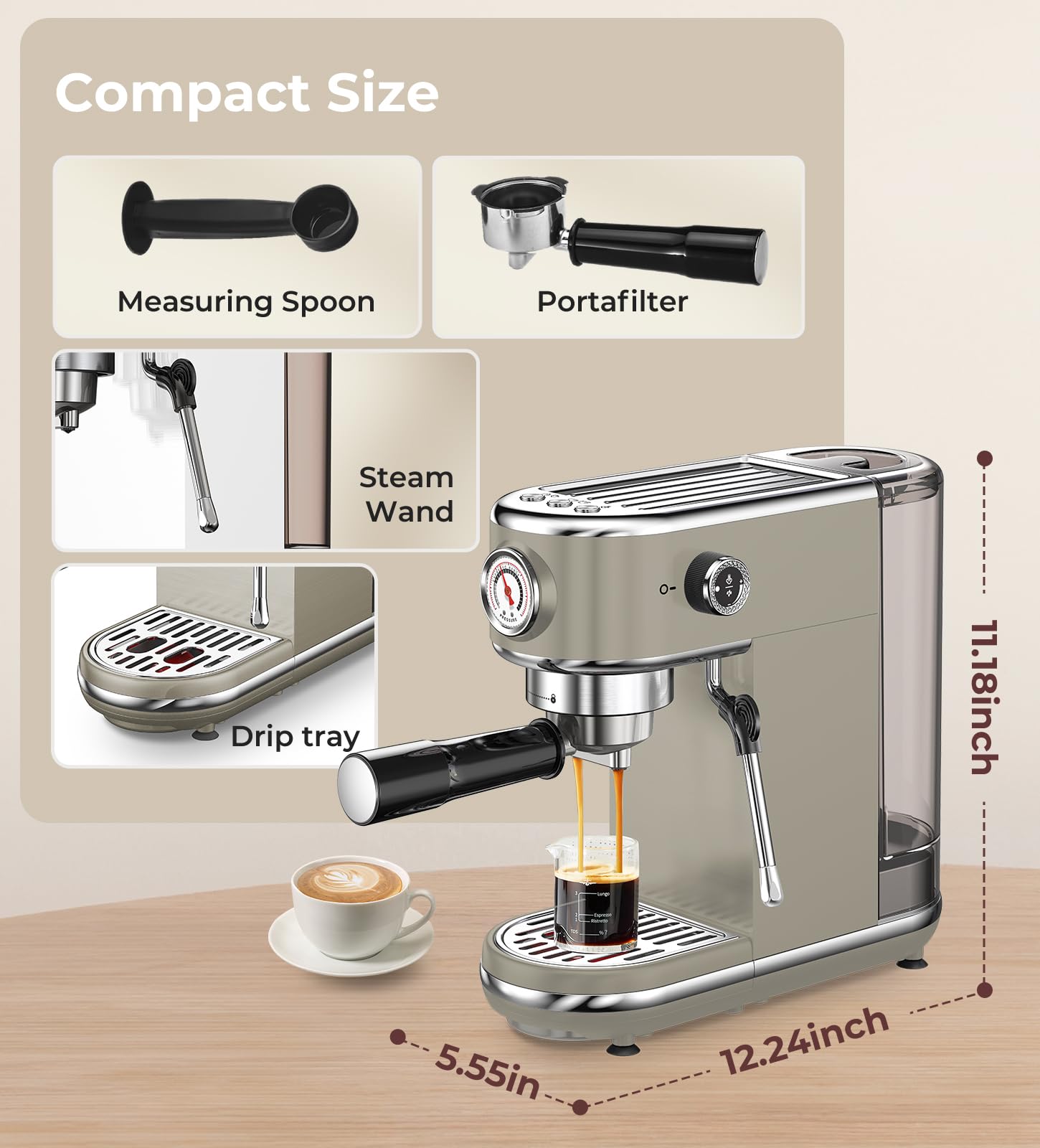 atatix Espresso Machine with Milk Frother, 20 Bar Pressure Espresso Maker view 9
