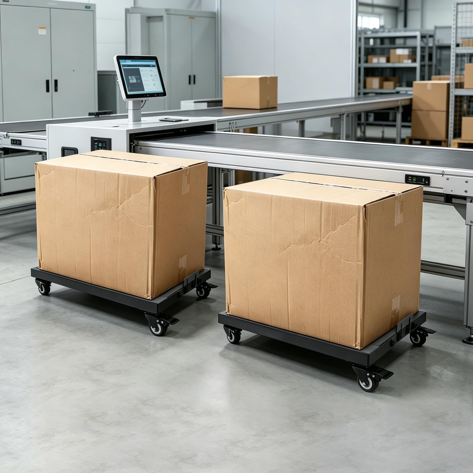 Set di 2 carrelli di trasporto industriali per mobili e dispositivi pesanti, con ruote in gomma e 4 ruote girevoli, portata fino a 150 kg, ideali per il trasporto di macchine e scatole, 60 x 40 x 12