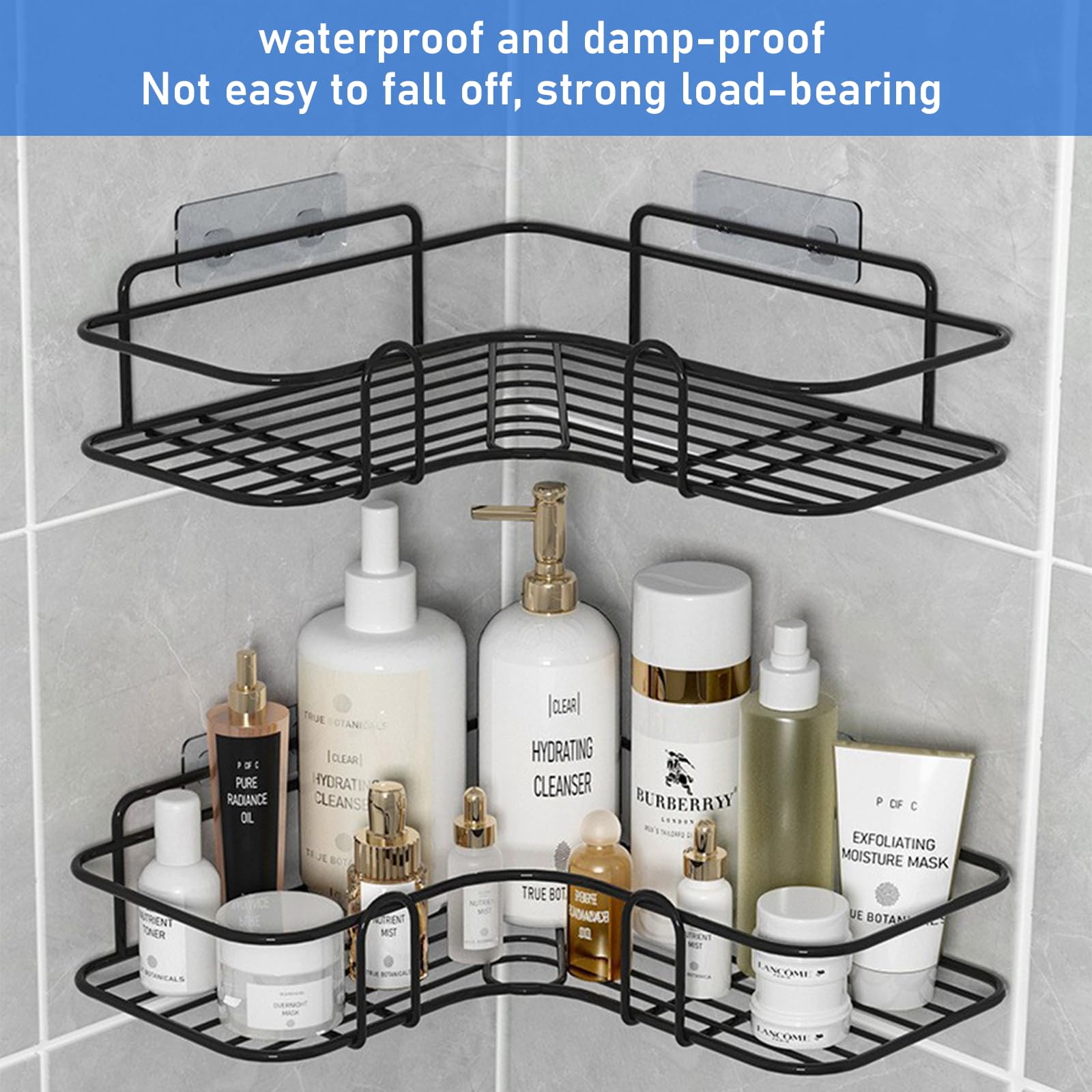 Lot De 14 Crochets Adhésifs De Rechange Pour Étagère De Douche – Sans Perçage, Imperméables, Ultra-Résistants – Transparent (4 Triple + 4 Double + 6 Simple)