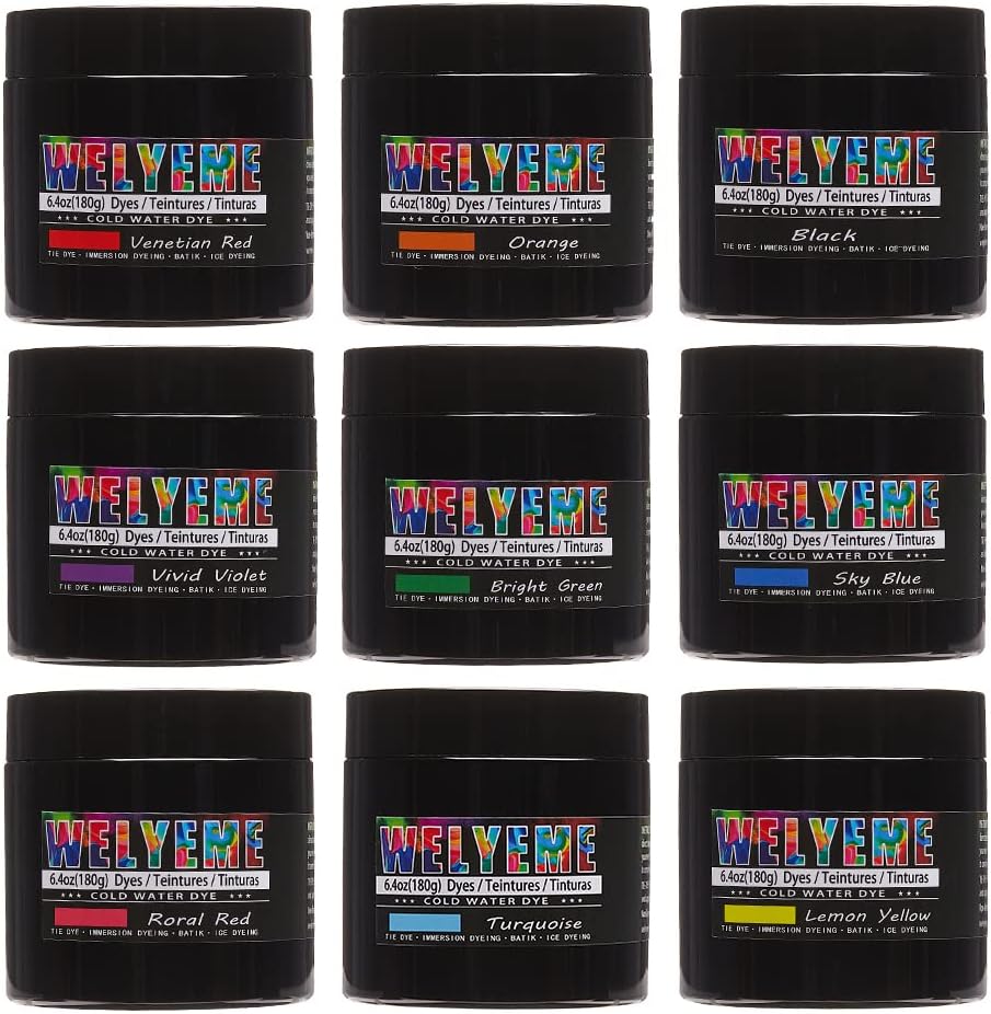 Tie Dye Powder Bulk, 9 Pack Fabric Dye Set for Clothes, Cold Water Tie-Dye Kit