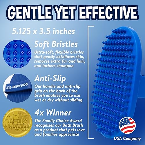 Miniatura 2 de Bodhi Dog Nuevo cepillo de champú para mascotas  Masaje calmante con cerdas de goma de masaje peine de curry para perros y gatos  Calidad profesional