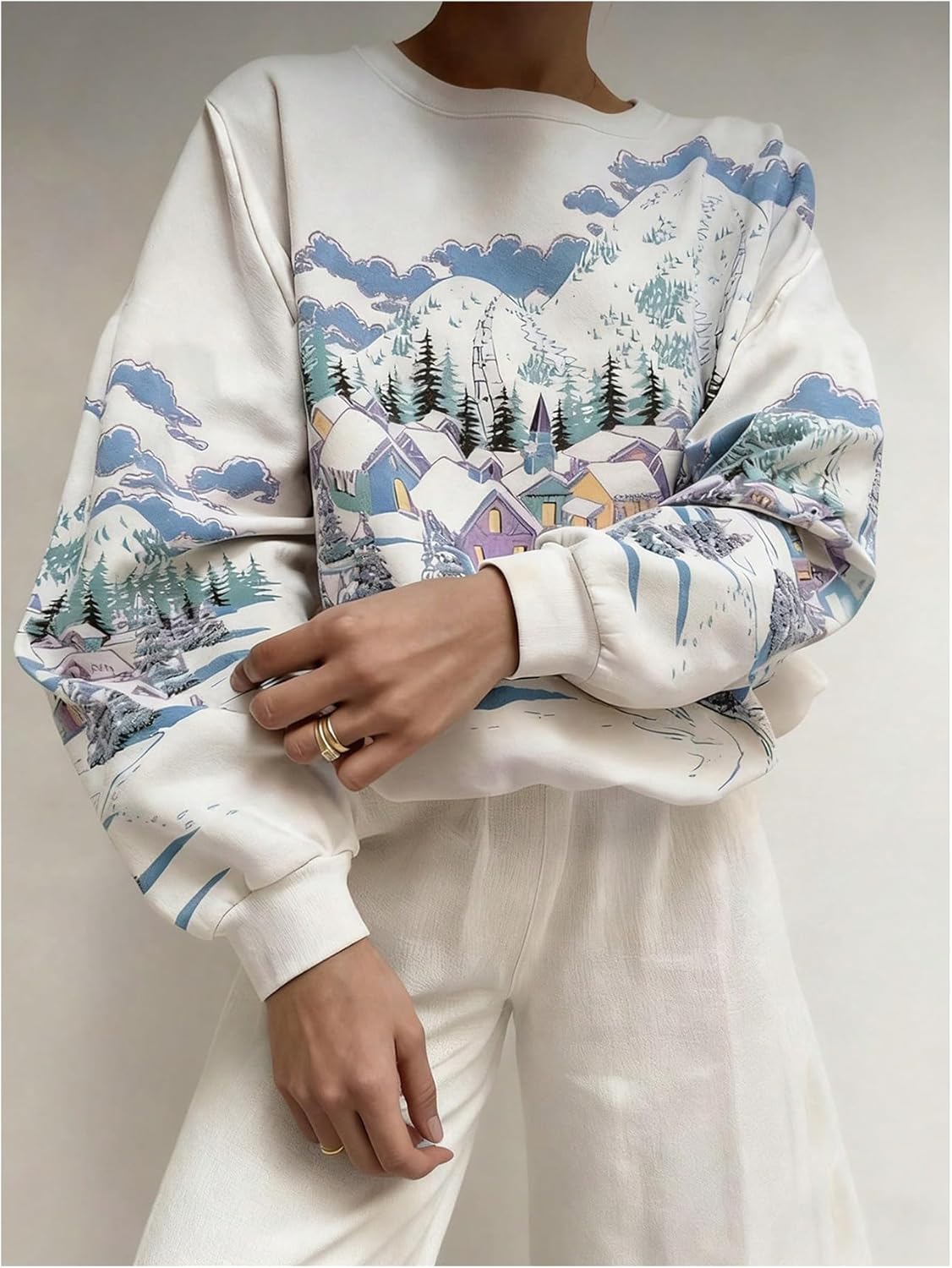 SOLY HUX Women's Graphic Sweatshirts Crew Neck Long Sleeve Novelty Baggy Pullover Tops - Image 3