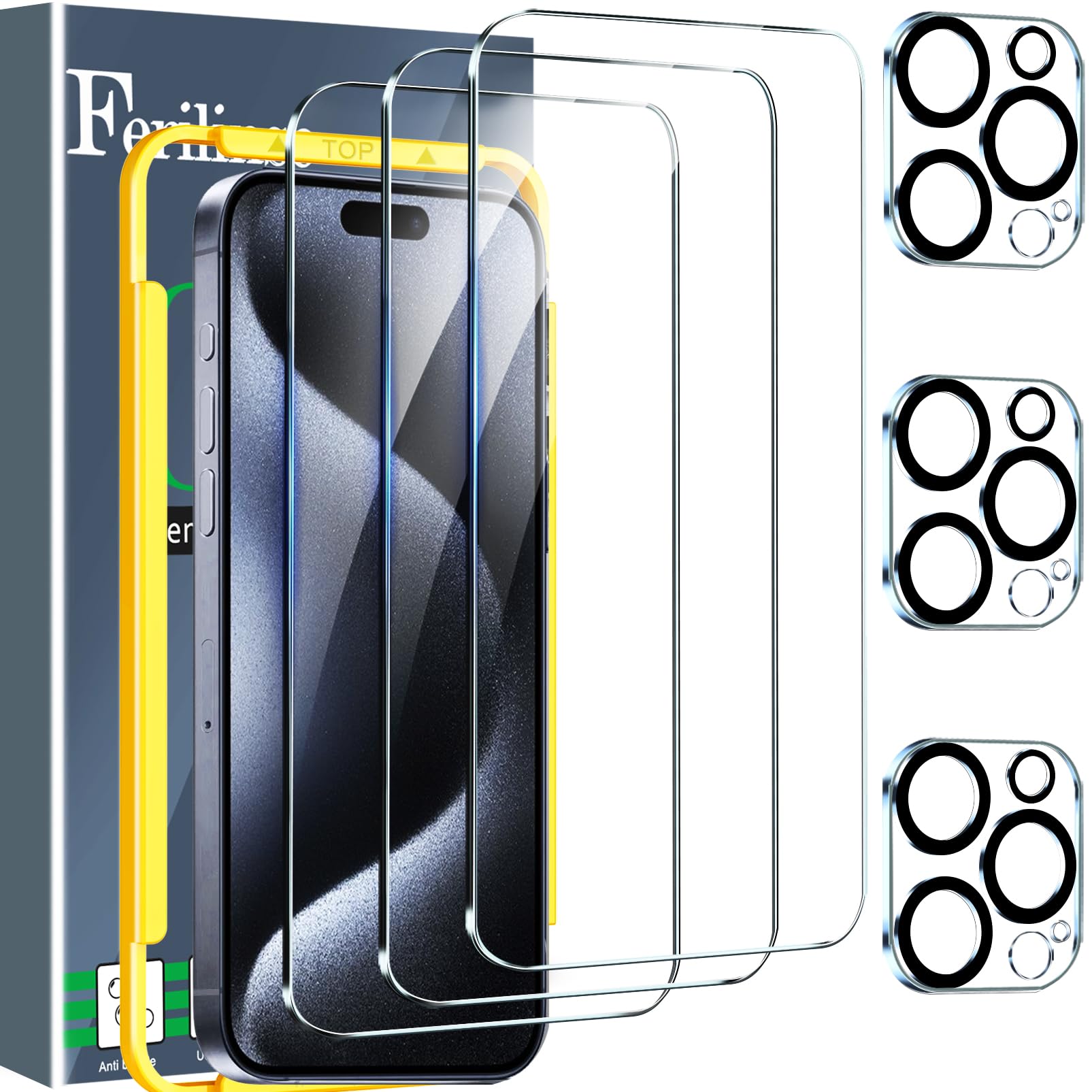 Ferilinso 4 Pack Screen Protector for 6.7 inch Pro Max Ultra with 4 Pack Tempered Glass Camera Lens Protector Phone Case Friendly Accessories Protector de Pantalla for 6.7 6.7 inch Pro max